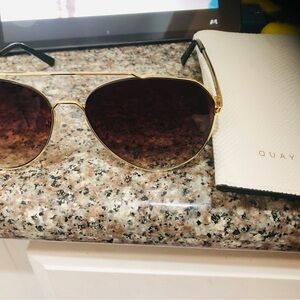 Quay Australia Gold Frame Sunglasses with Brown Lenses